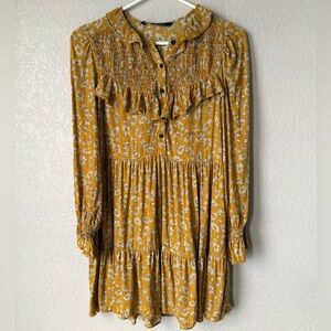 ZARA Dusty Chartreuse Floral Dress | S